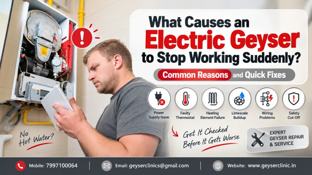 Electric geyser stopped working suddenly troubleshooting by GEYSER CLINIC