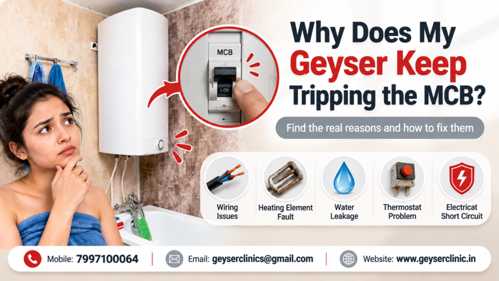 Geyser keeps tripping the MCB due to electrical problems by GEYSER CLINIC